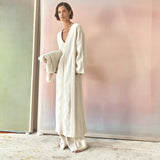 Agave Cream Boucle Stripe Caftan