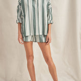 Cronos Green Cyprus Stripe Oversized Shirt