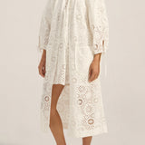 Delian White Eyelet Coat