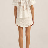 Abas White Eyelet Skirt