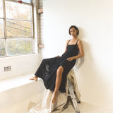 Raven Black Eyelet Linen Dress