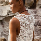 Flora Black Crochet Vest
