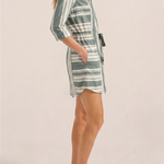 ILIO NEMA Leto Green Cyprus Stripe Shirtdress SIDE