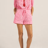 Talus Red & Pink Eyelet Shorts