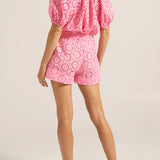 Talus Red & Pink Eyelet Shorts