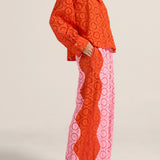 Belus Red & Pink Eyelet Pants