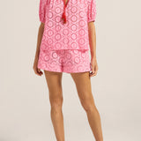 Lucidia Red & Pink Eyelet Top