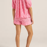 Lucidia Red & Pink Eyelet Top