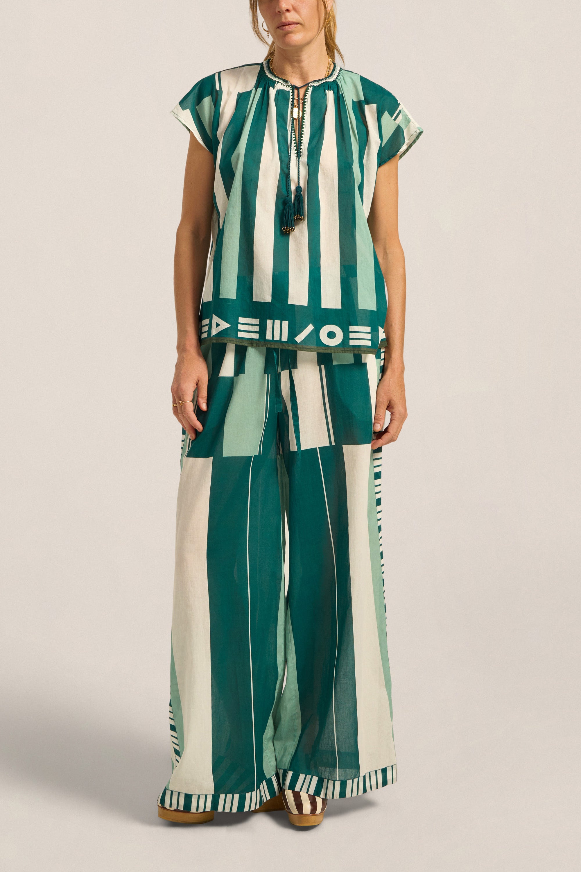 ILIO NEMA Clio Green Sarong Voile Pants