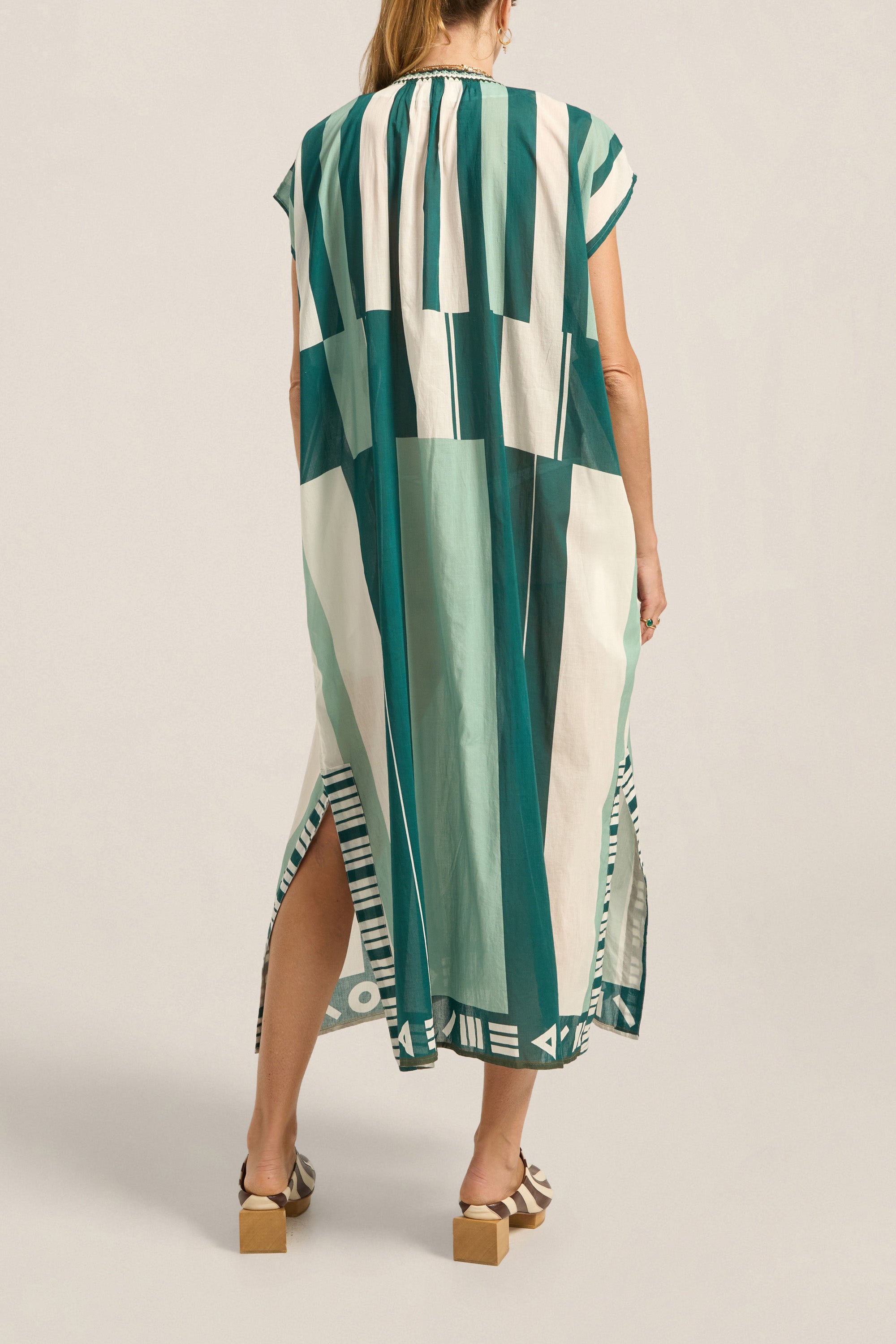 ILIO NEMA Thaddeus Green Sarong Voile Caftan BACK