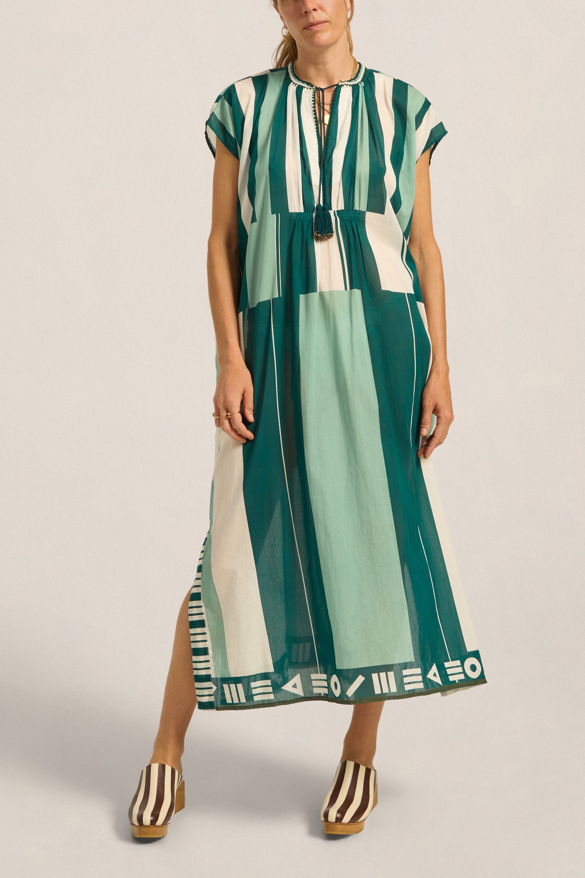 ILIO NEMA Thaddeus Green Sarong Voile Caftan