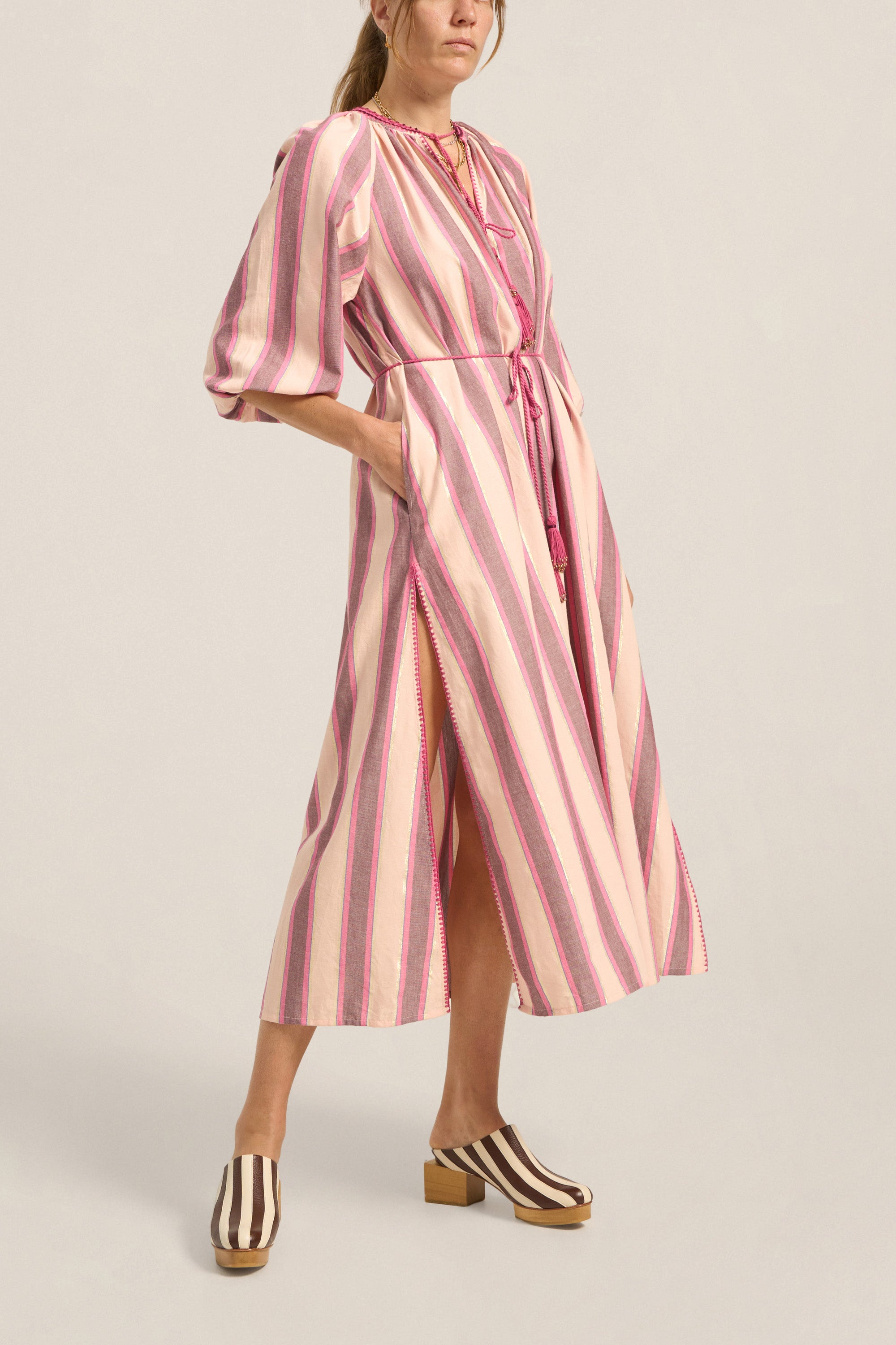 ILIO NEMA Priam Pink Mykonos Stripe Caftan