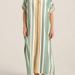 ILIO NEMA Melanie Green Fez Stripe Caftan