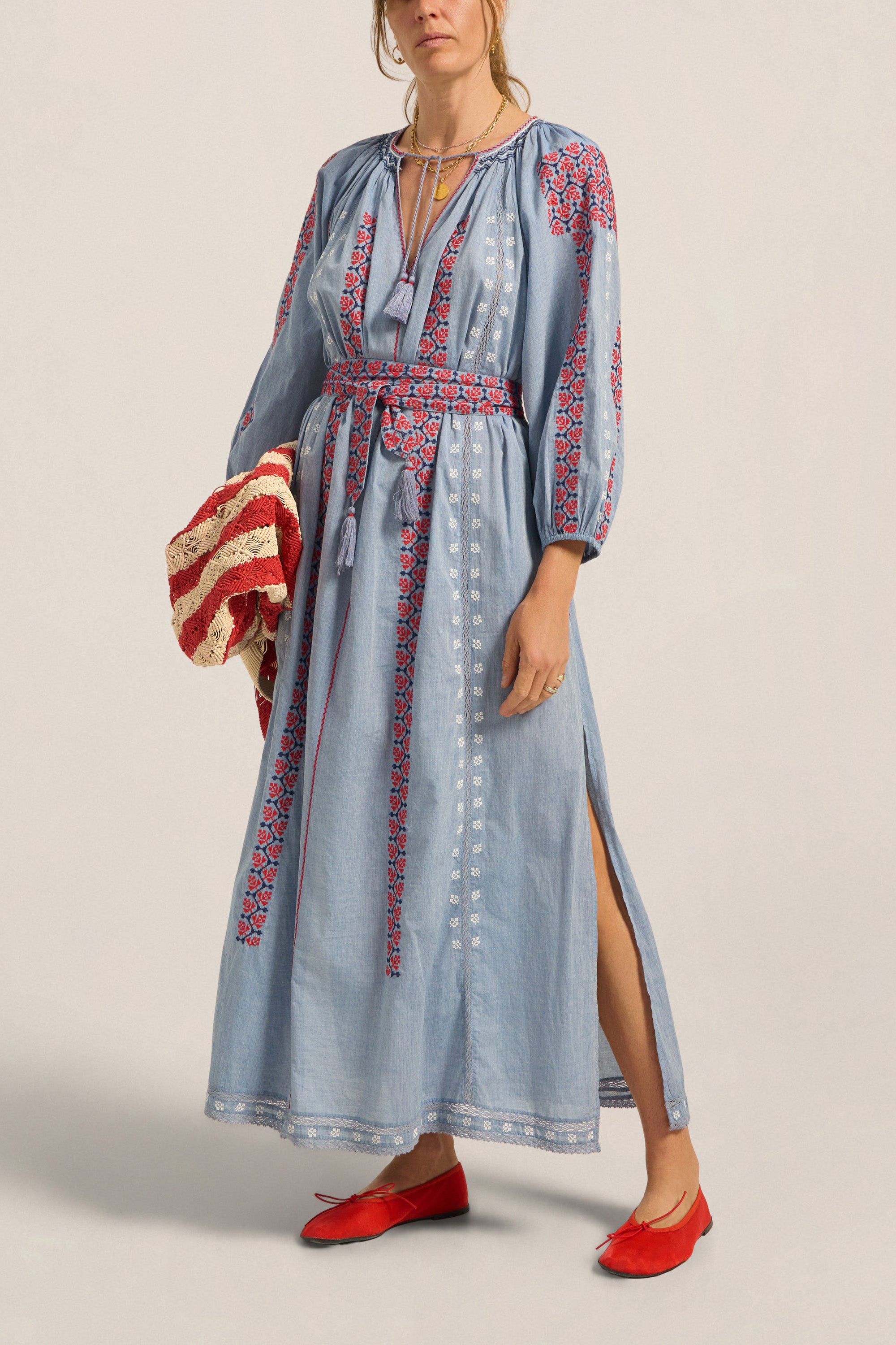 ILIO NEMA Parnassus Blue Chambray Caftan