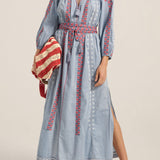 ILIO NEMA Parnassus Blue Chambray Caftan