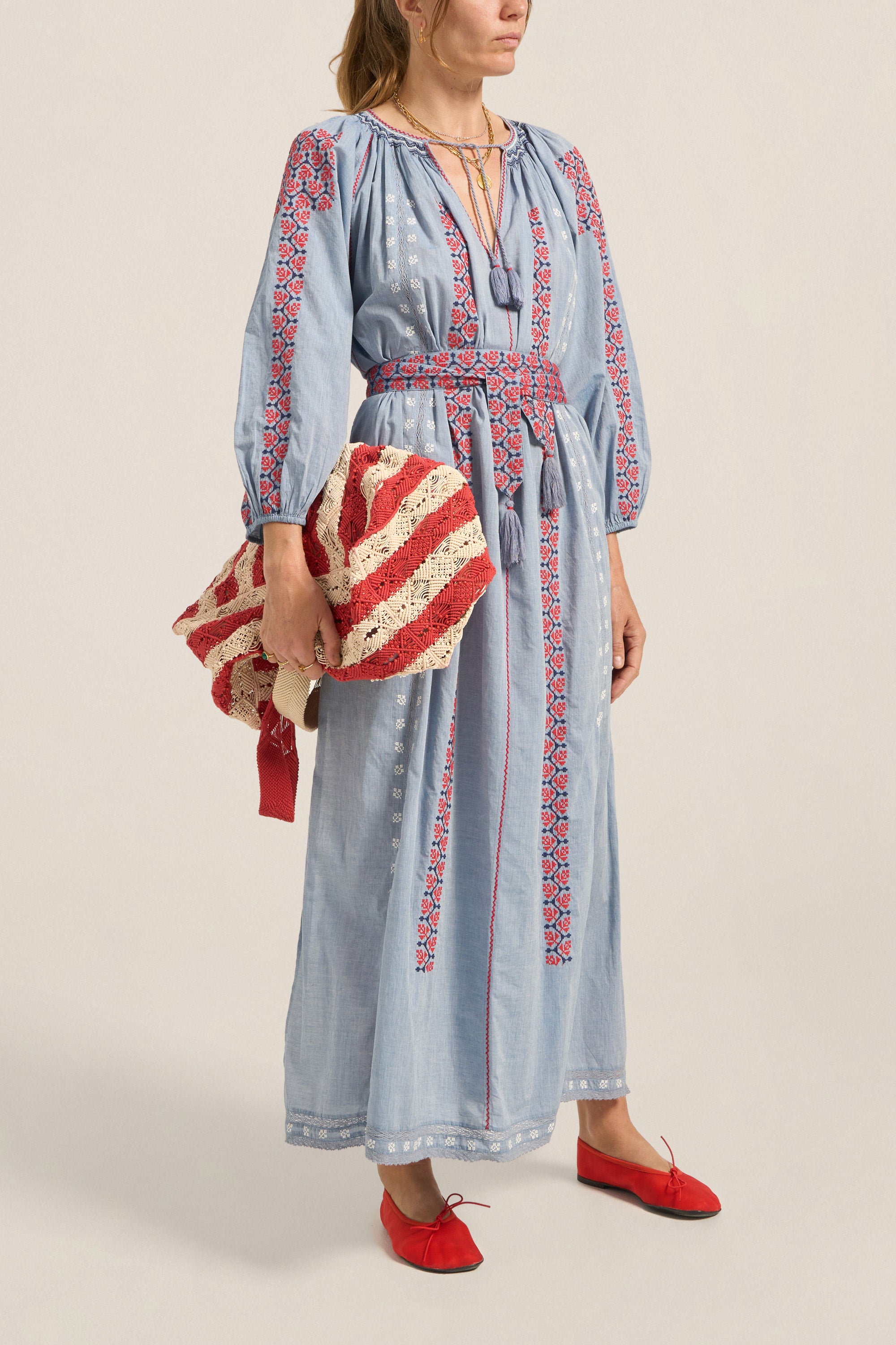 ILIO NEMA Apollo Red & Cream Macrame Bag