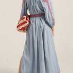 ILIO NEMA Parnassus Blue Chambray Caftan BACK