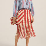 ILIO NEMA Syracuse Red & Cream Macrame Skirt