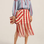 ILIO NEMA Syracuse Red & Cream Macrame Skirt