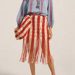 ILIO NEMA Syracuse Red & Cream Macrame Skirt