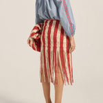 ILIO NEMA Syracuse Red & Cream Macrame Skirt Back
