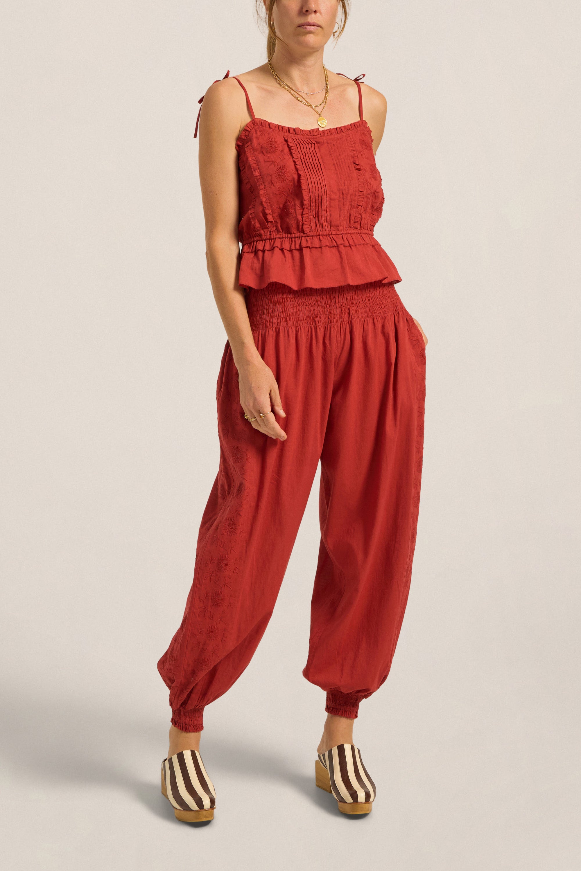 ILIO NEMA Freya Red Cotton Voile Cami