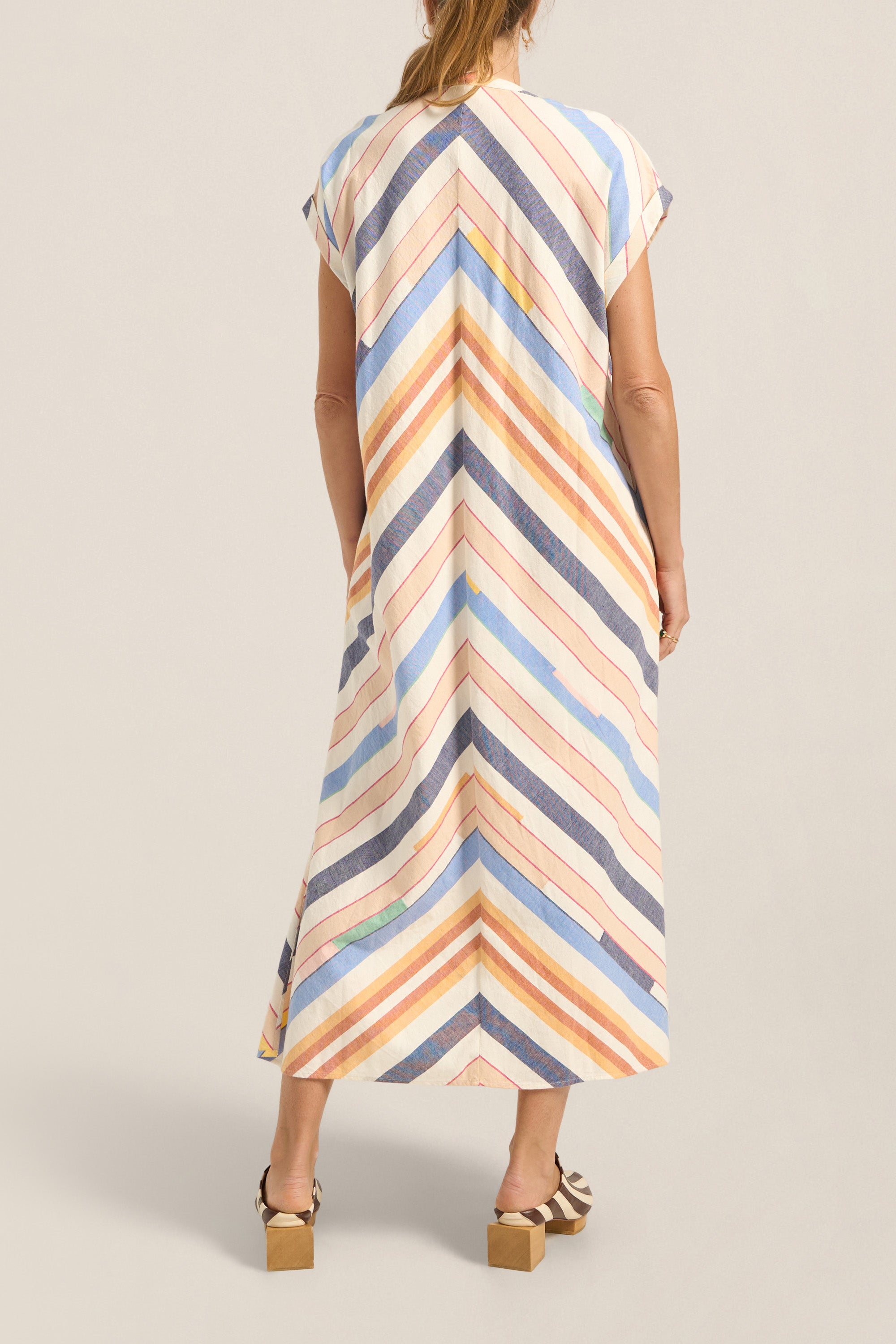 ILIO NEMA Cythera Blue Broken Stripe Caftan back