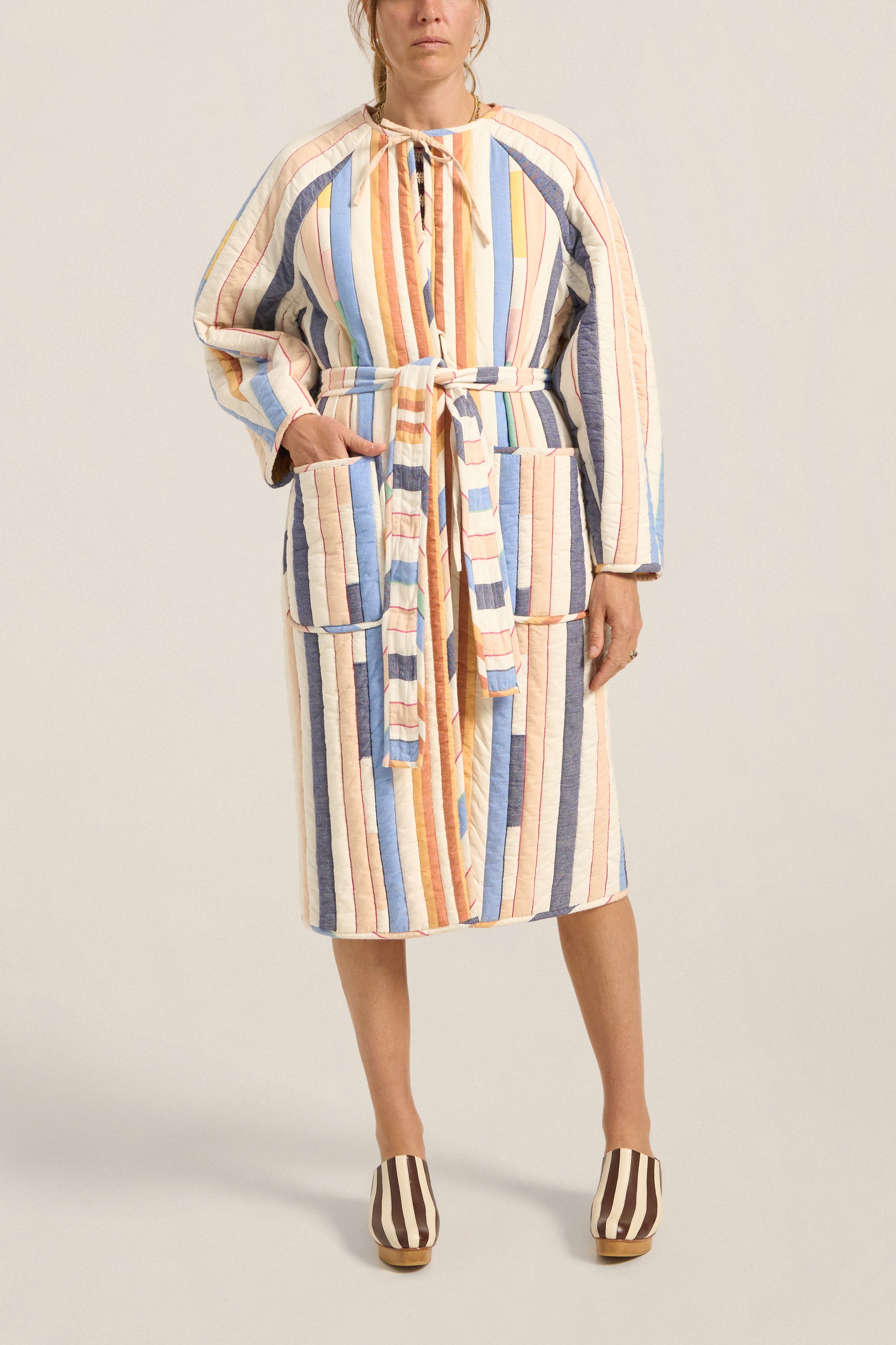 ILIO NEMA Ilus Blue Broken Stripe Coat front