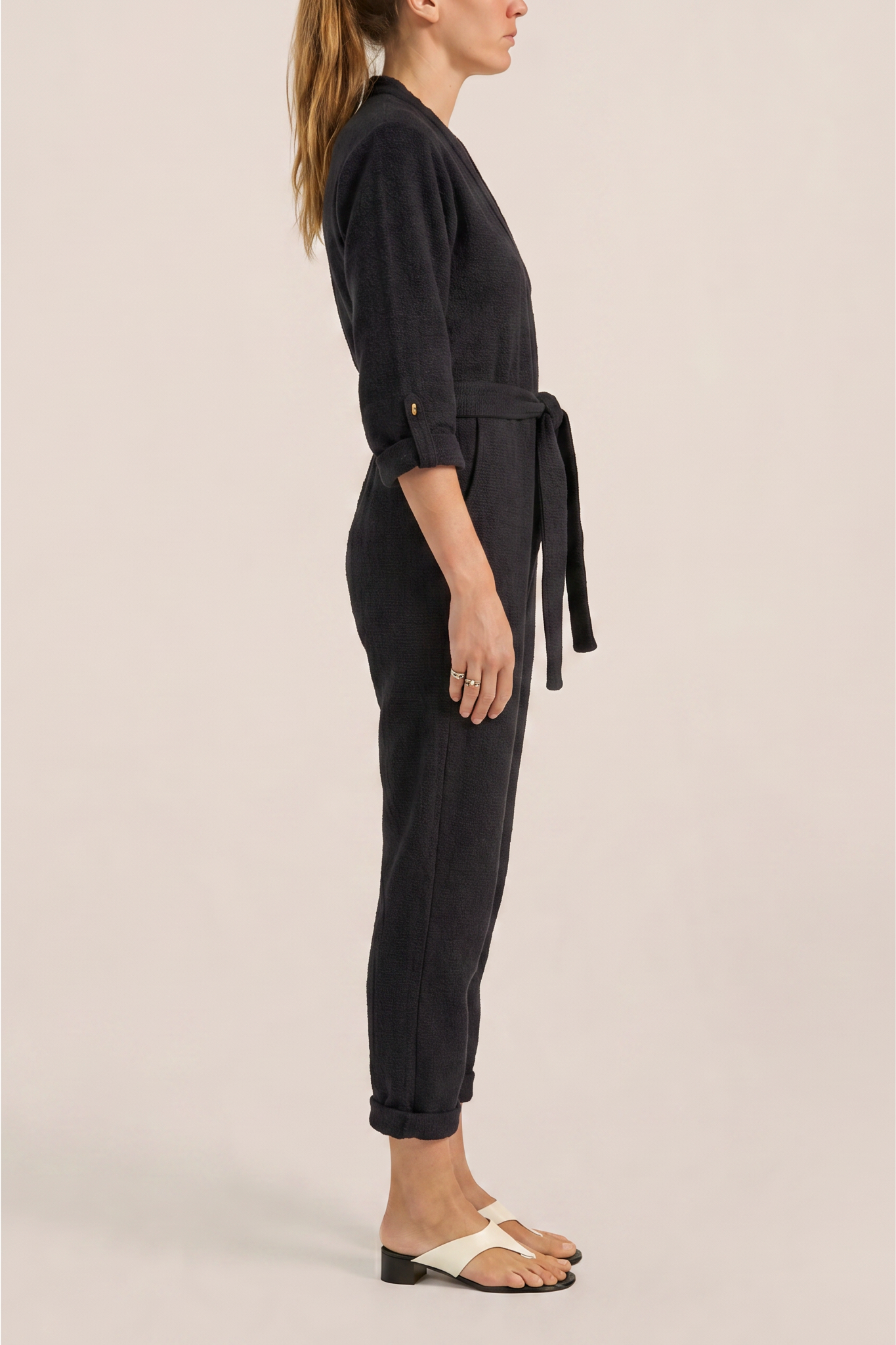 ILIO NEMA Pan Black Boucle Jumpsuit SIDE