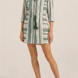 ILIO NEMA Leto Green Cyprus Stripe Shirtdress