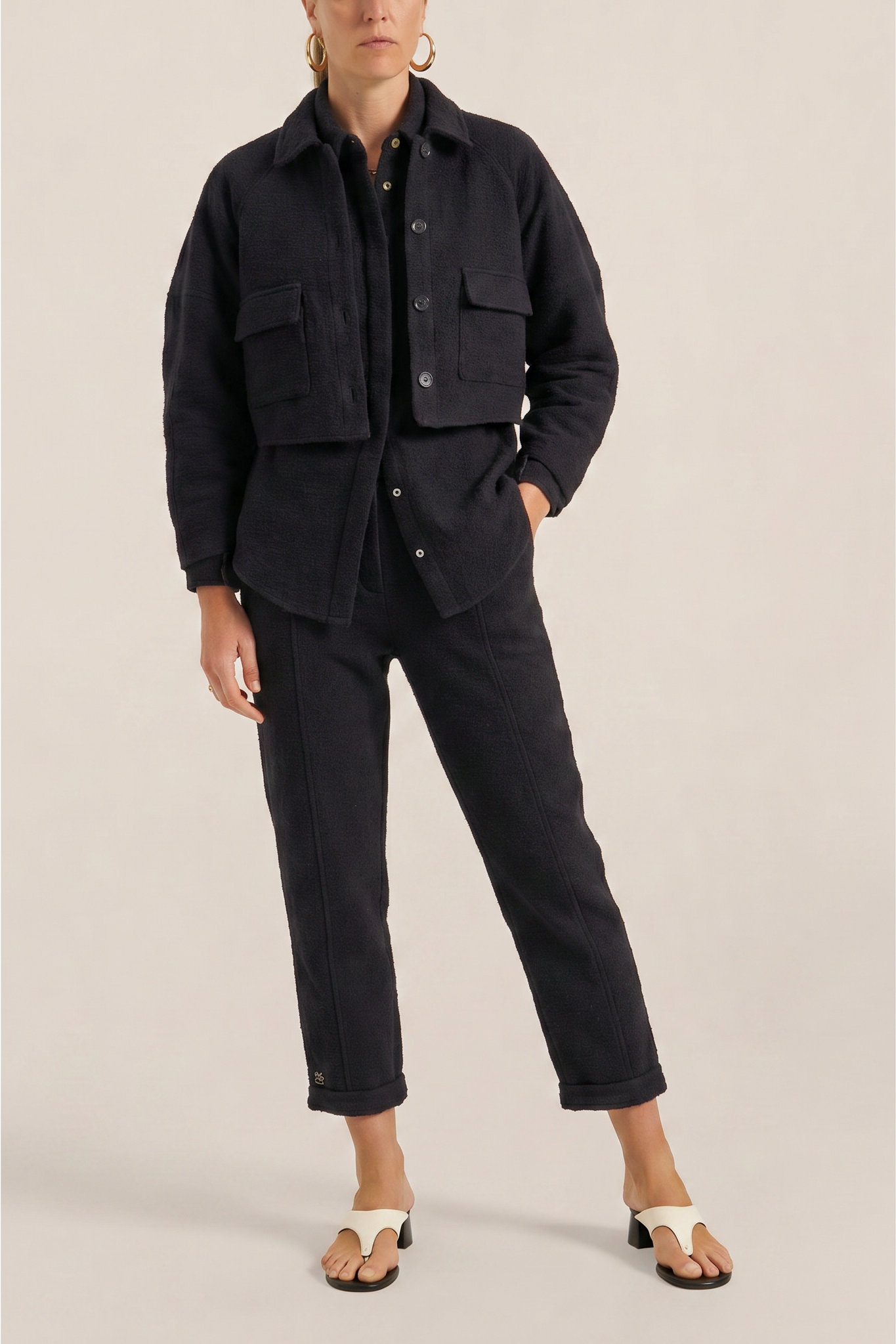 ILIO NEMA Nomos Cropped Black Boucle Jacket