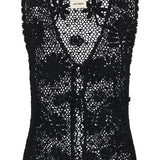 Flora Black Crochet Vest