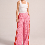 Belus Red & Pink Eyelet Pants