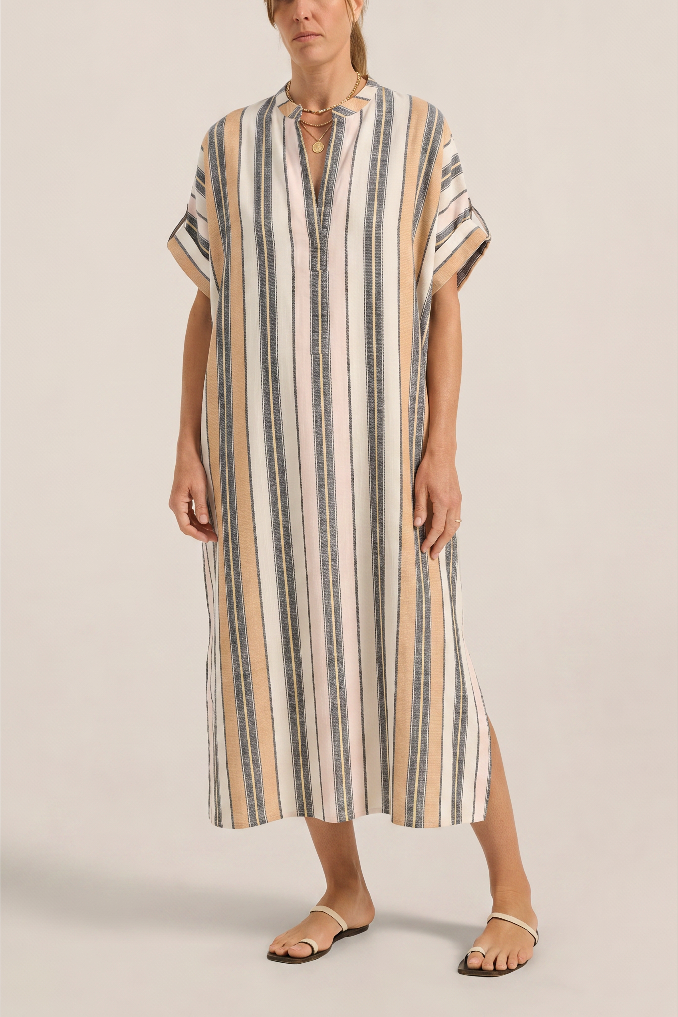 ILIO NEMA Castor Blue Fez Stripe Caftan