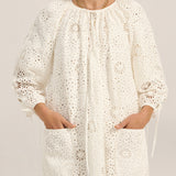 Delian White Eyelet Coat