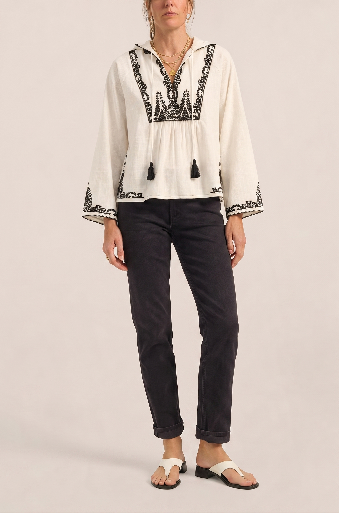 ILIO NEMA Chaos Dori Embroidery Top with Jeans