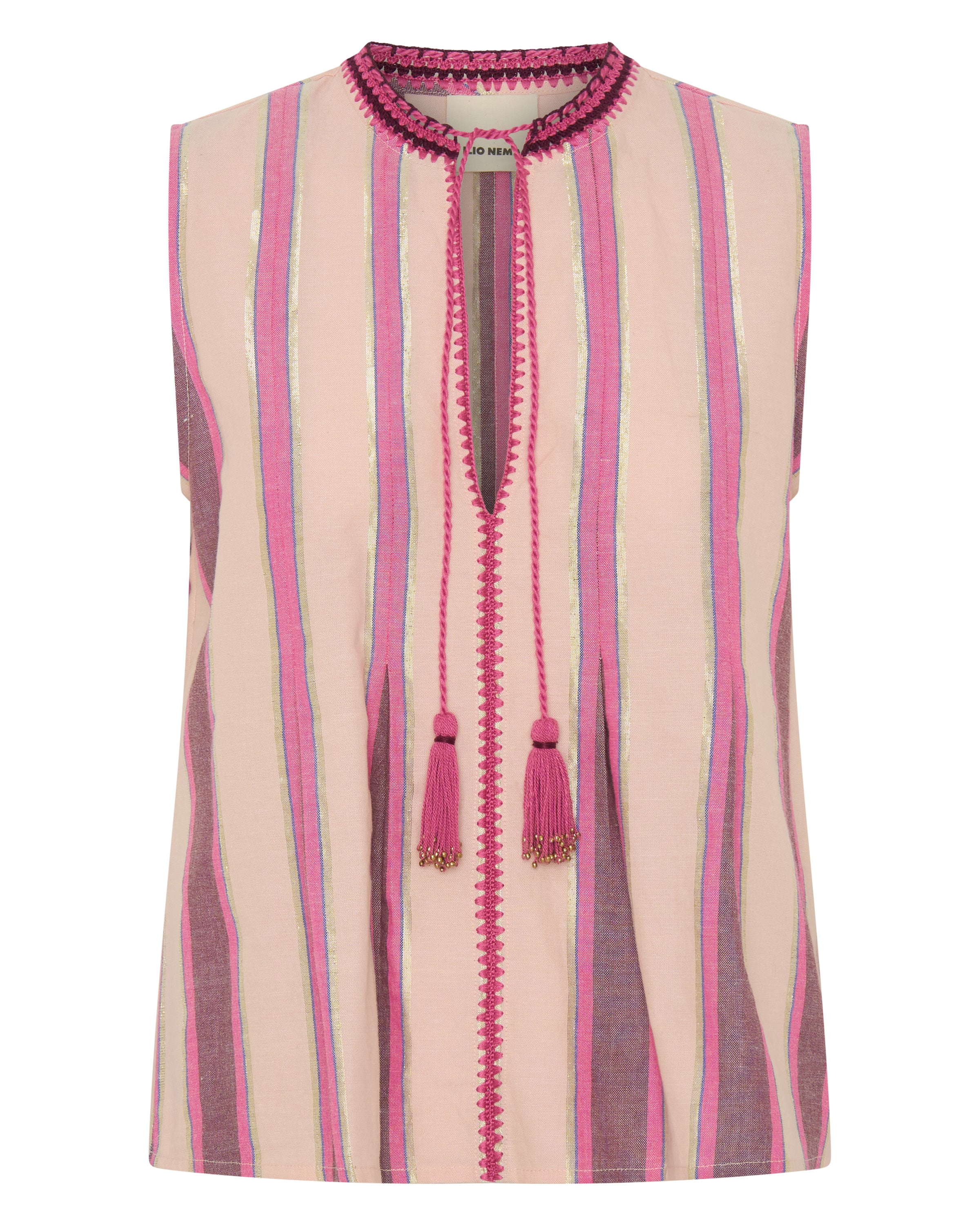 ILIO NEMA Tzimi Pink Mykonos Stripe Top GHOST