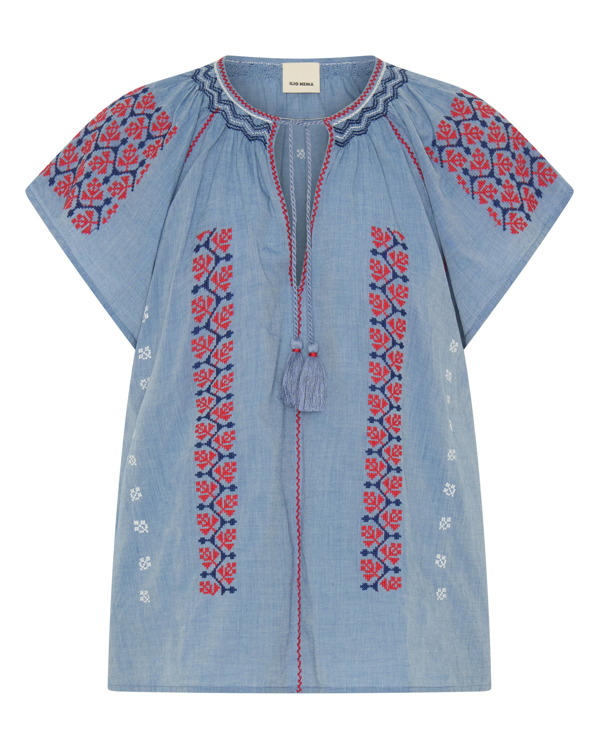 ILIO NEMA Abyla Blue Chambray Top GHOST