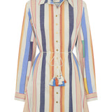 ILIO NEMA Arion Blue Broken Stripe Shirtdress GHOST