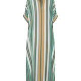 ILIO NEMA Melanie Green Fez Stripe Caftan ghost