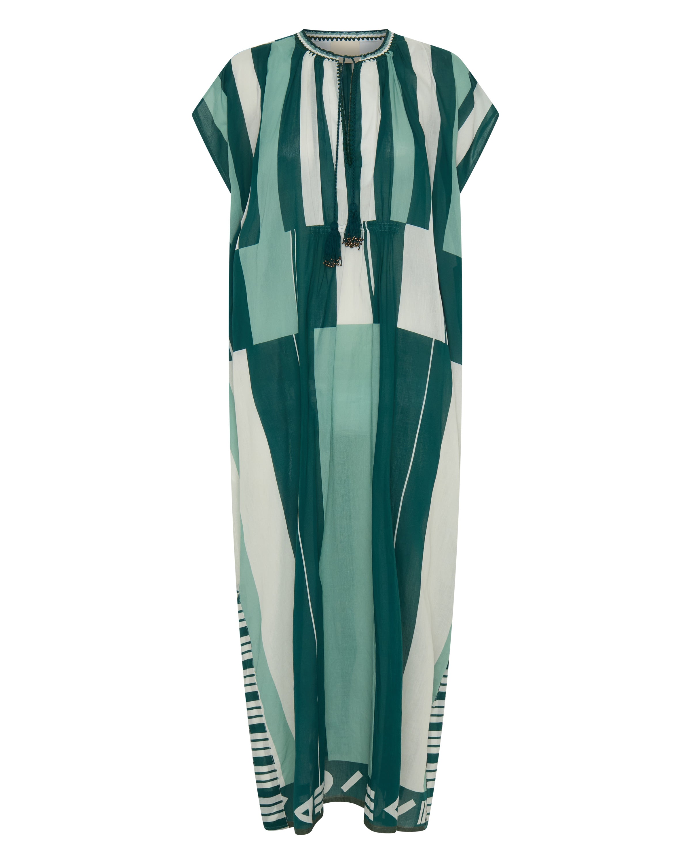 ILIO NEMA Thaddeus Green Sarong Voile Caftan GHOST