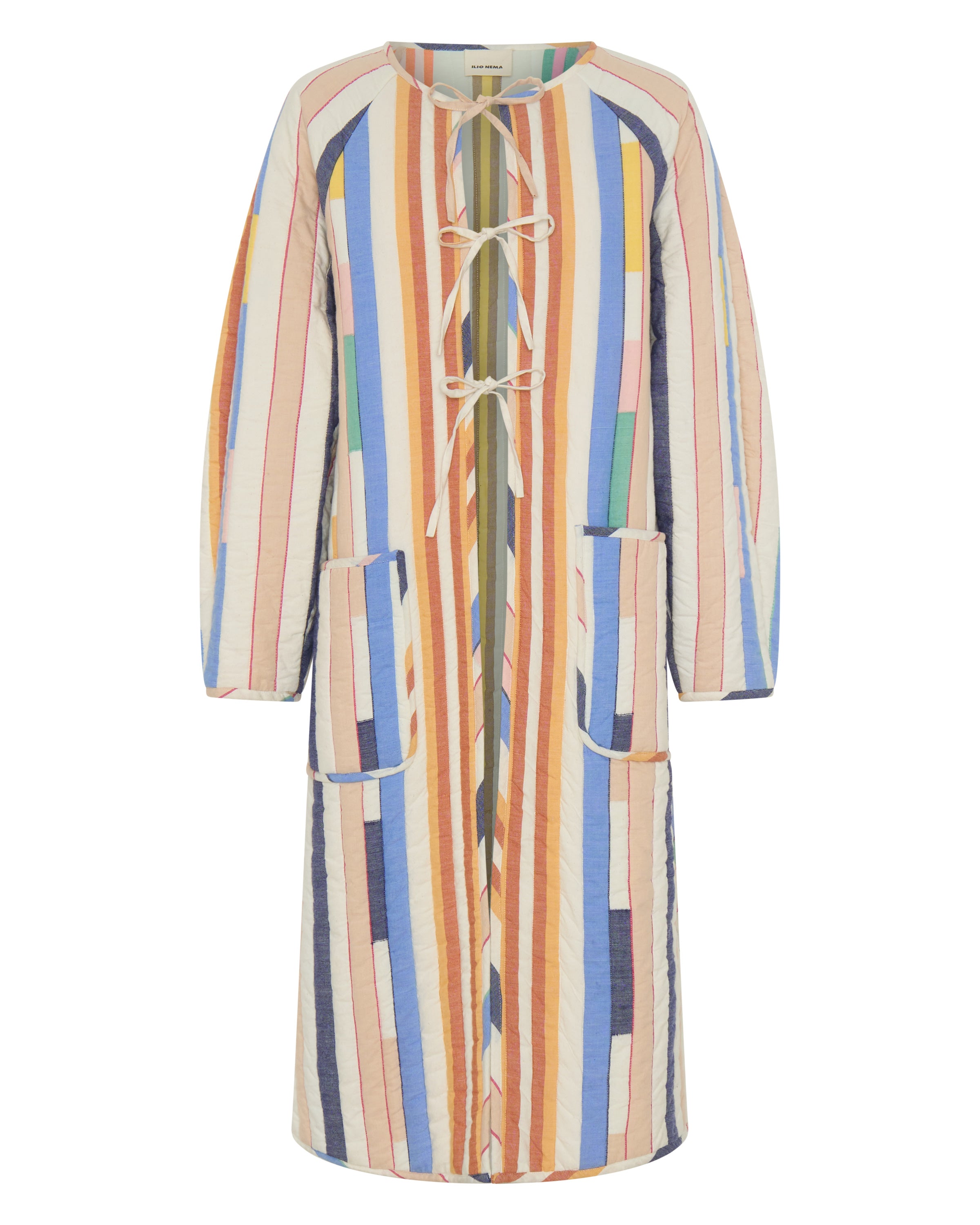 ILIO NEMA Ilus Blue Broken Stripe Coat ghost