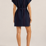 ILIO NEMA Athena Navy Boucle Stripe Tunic Dress BACK
