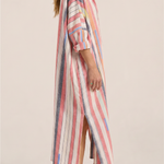 ILIO NEMA Pollux Pink Bazaar Stripe Maxi Caftan Dress