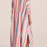 ILIO NEMA Pollux Pink Bazaar Stripe Maxi Caftan Dress BACK