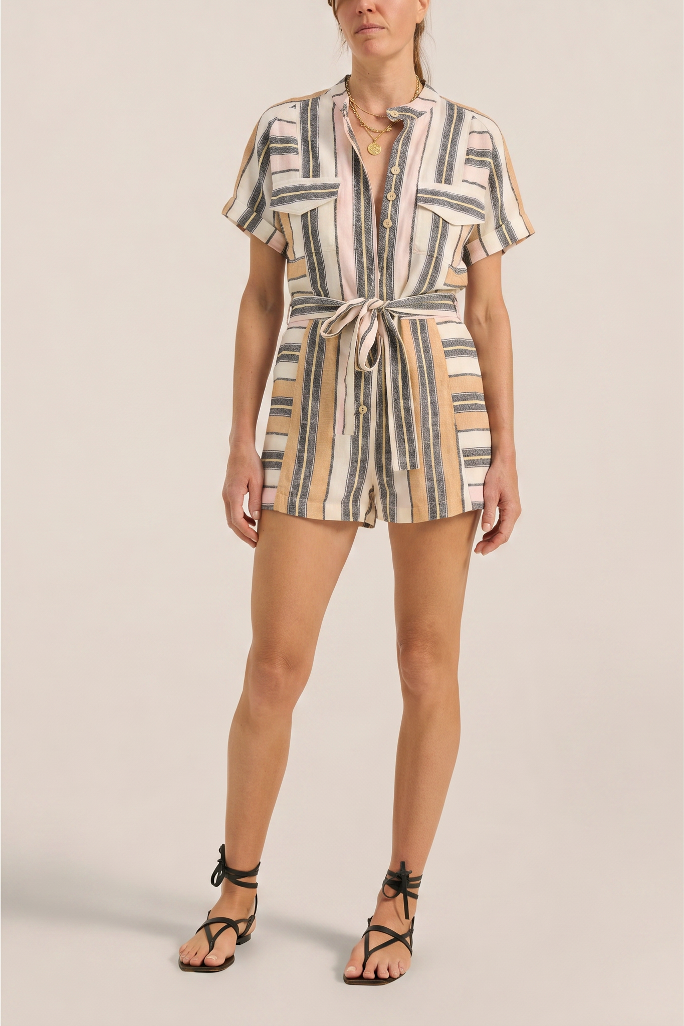 ILIO NEMA Orpheus Blue Fez Stripe Playsuit
