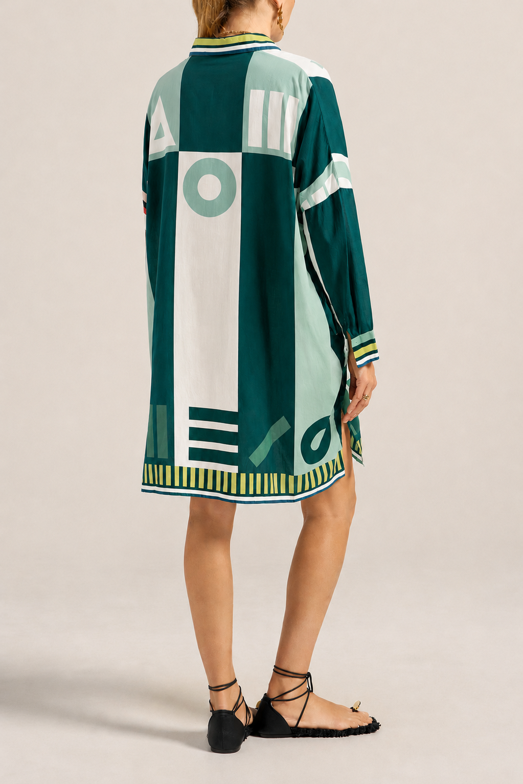 ILIO NEMA Artemis Green Sarong Voile Shirtdress
