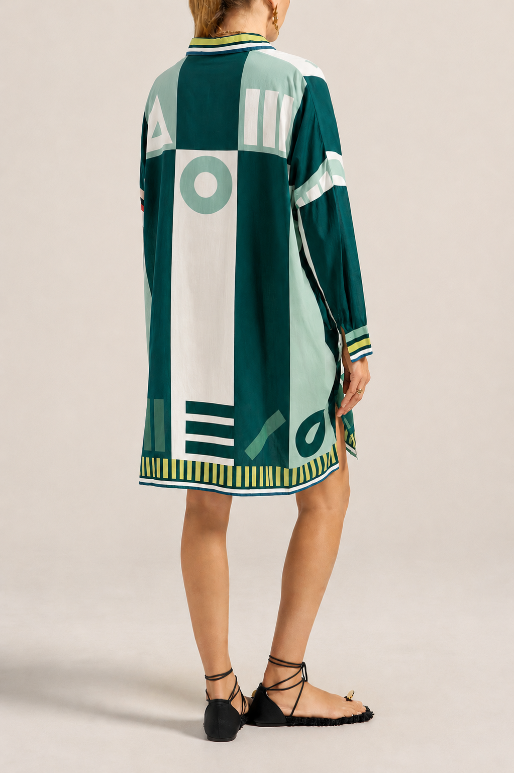 ILIO NEMA Artemis Green Sarong Voile Shirtdress