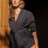Apollo Boucle Stripe Quilted Kimono Jacket